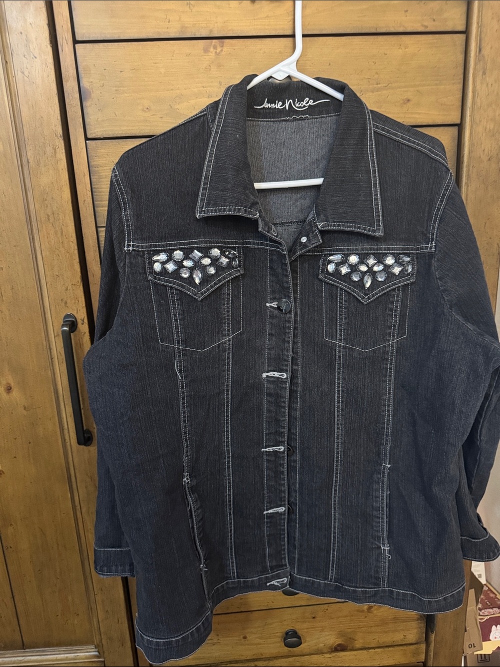 Jamie Nicole Women's Embellished Black Denim Jacket